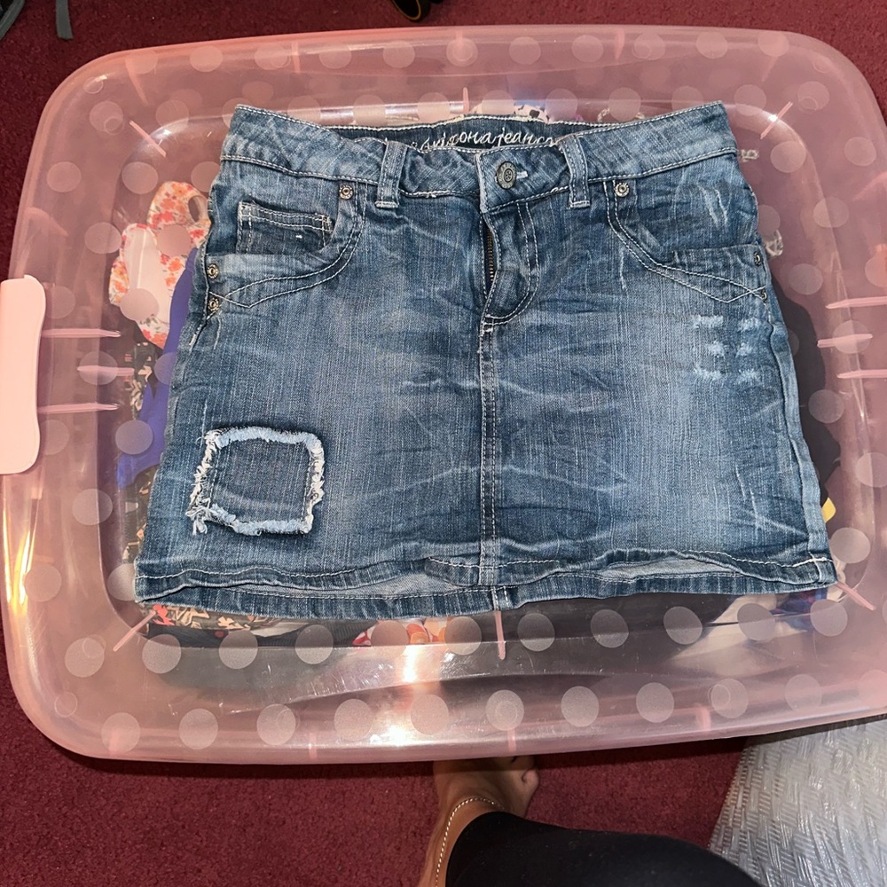 Arizona Jean Company Blue Distressed Denim Mini Skirt